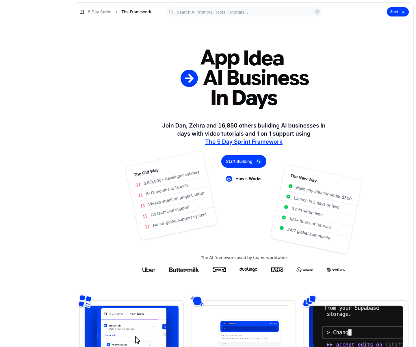 5 Day Sprint landing page screenshot