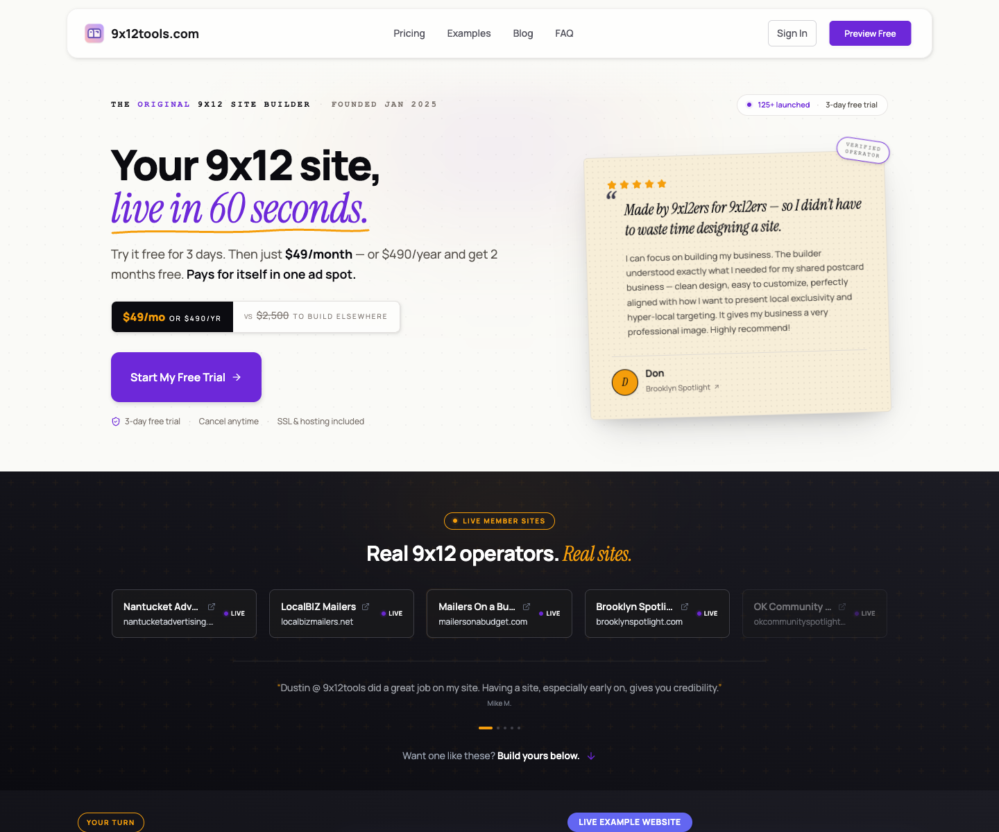 9x12tools.com landing page screenshot