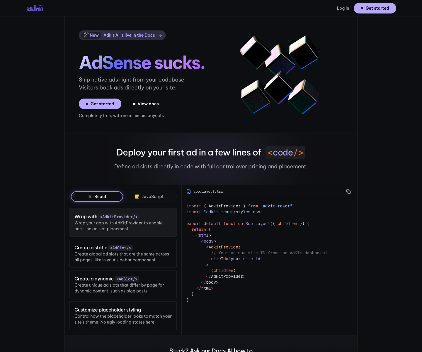 AdKit landing page screenshot