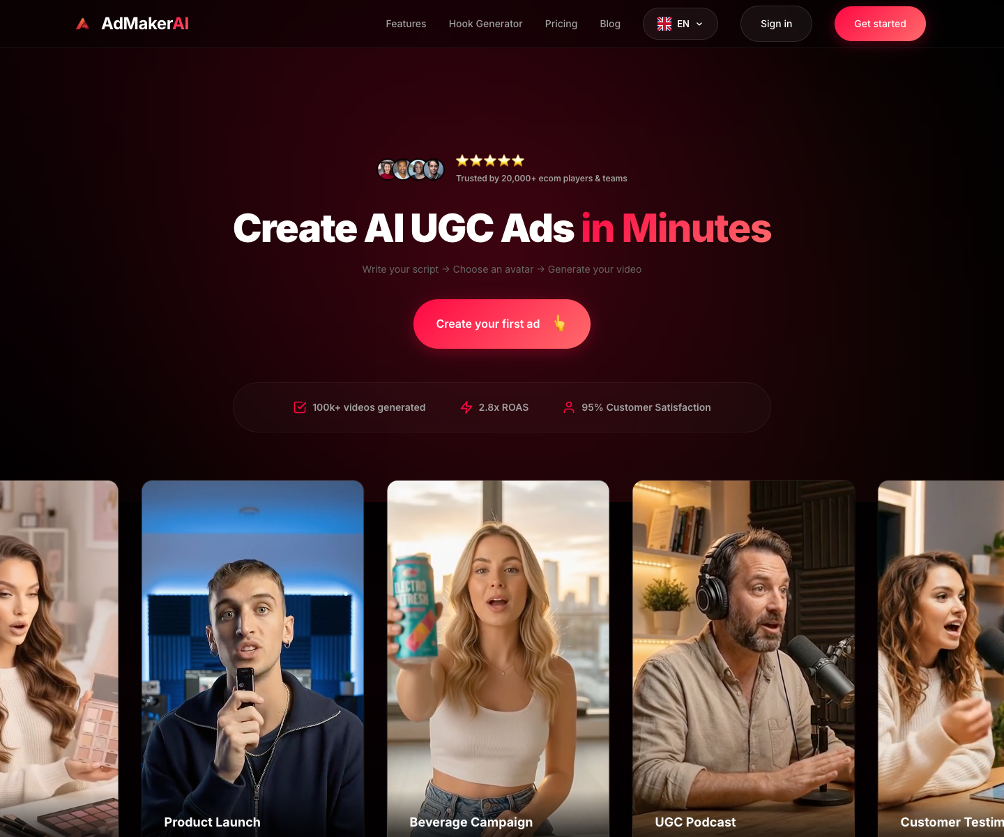 admakerai landing page screenshot