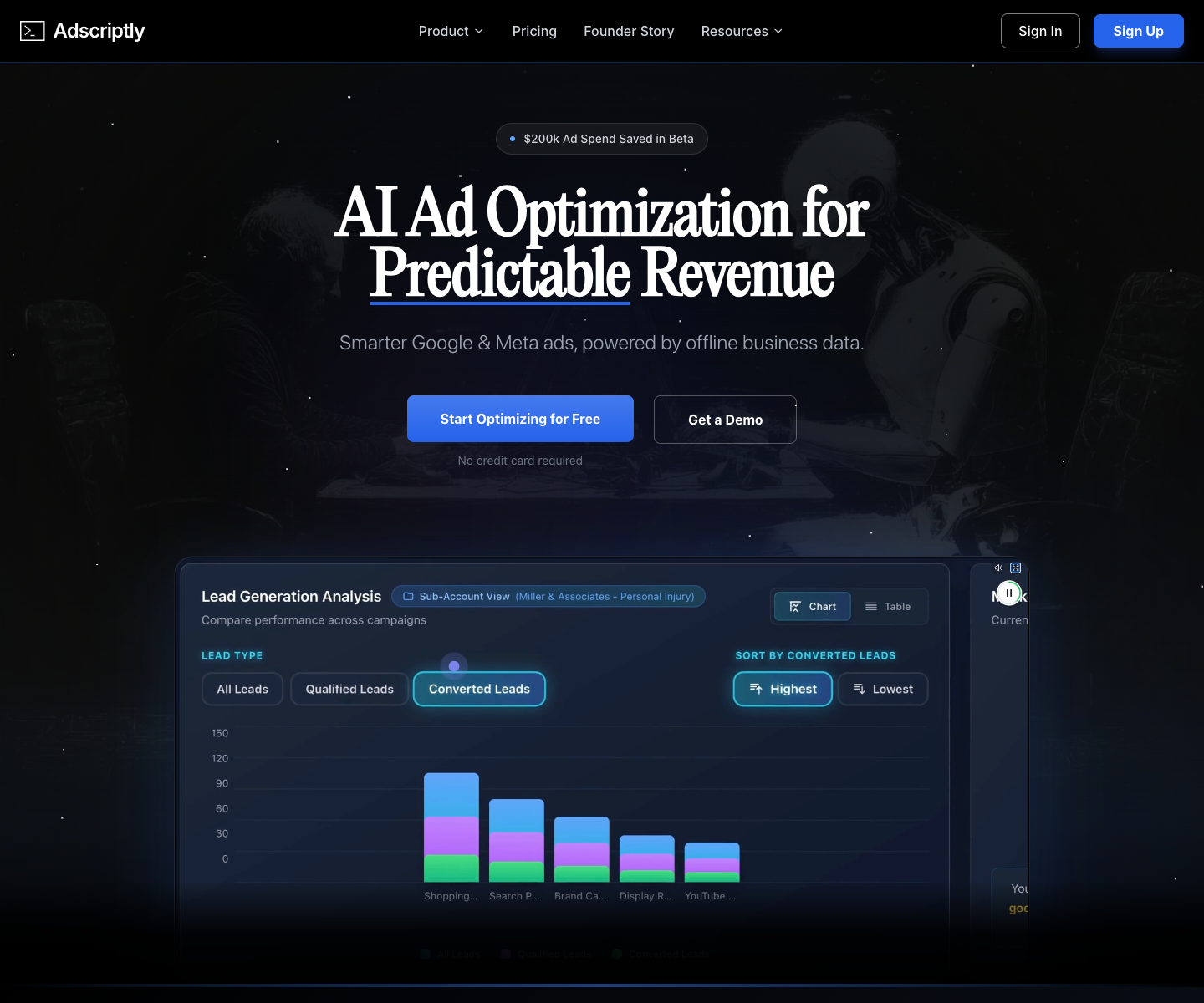 Adscriptly landing page screenshot