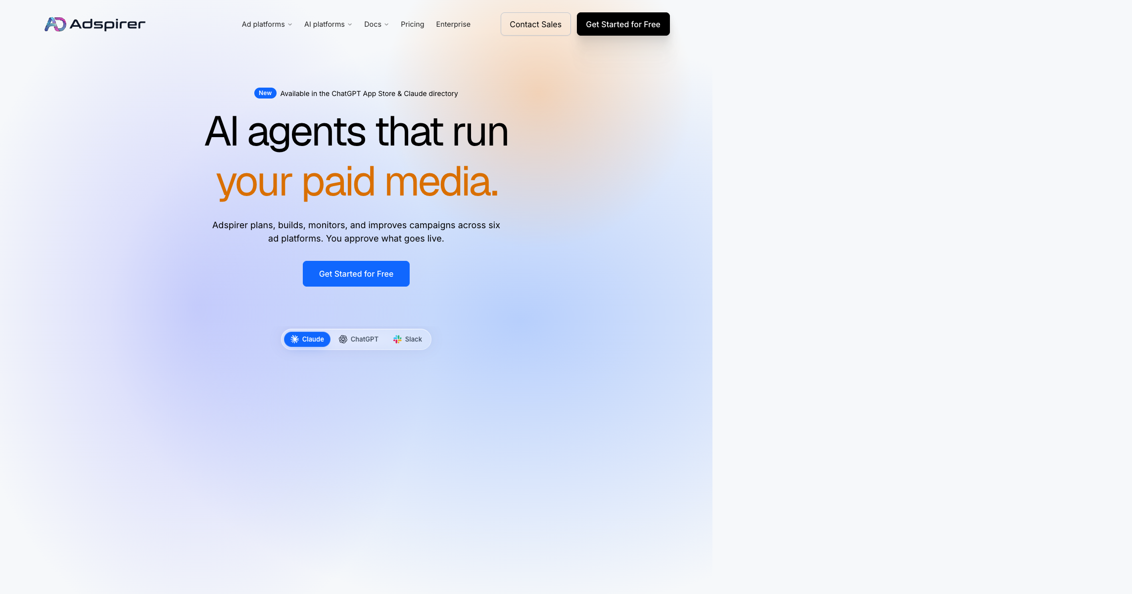 Adspirer landing page screenshot