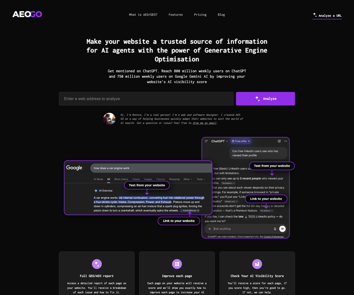 AEO Go landing page screenshot