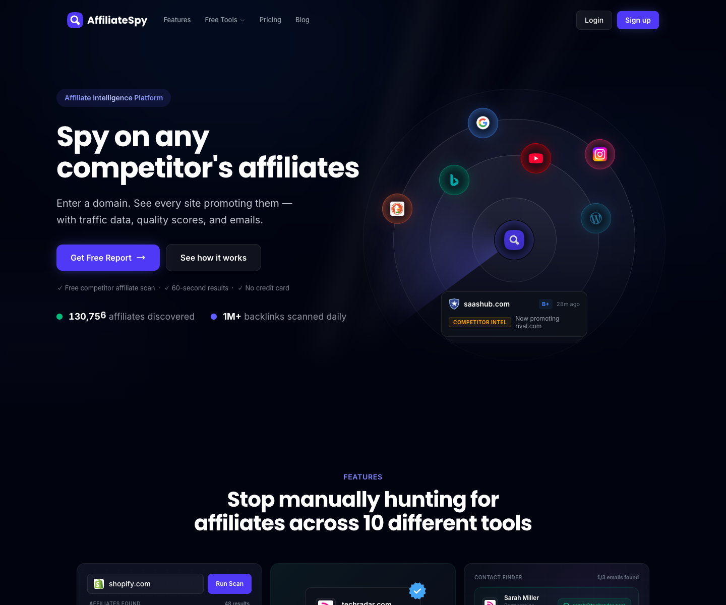 AffiliateSpy landing page screenshot