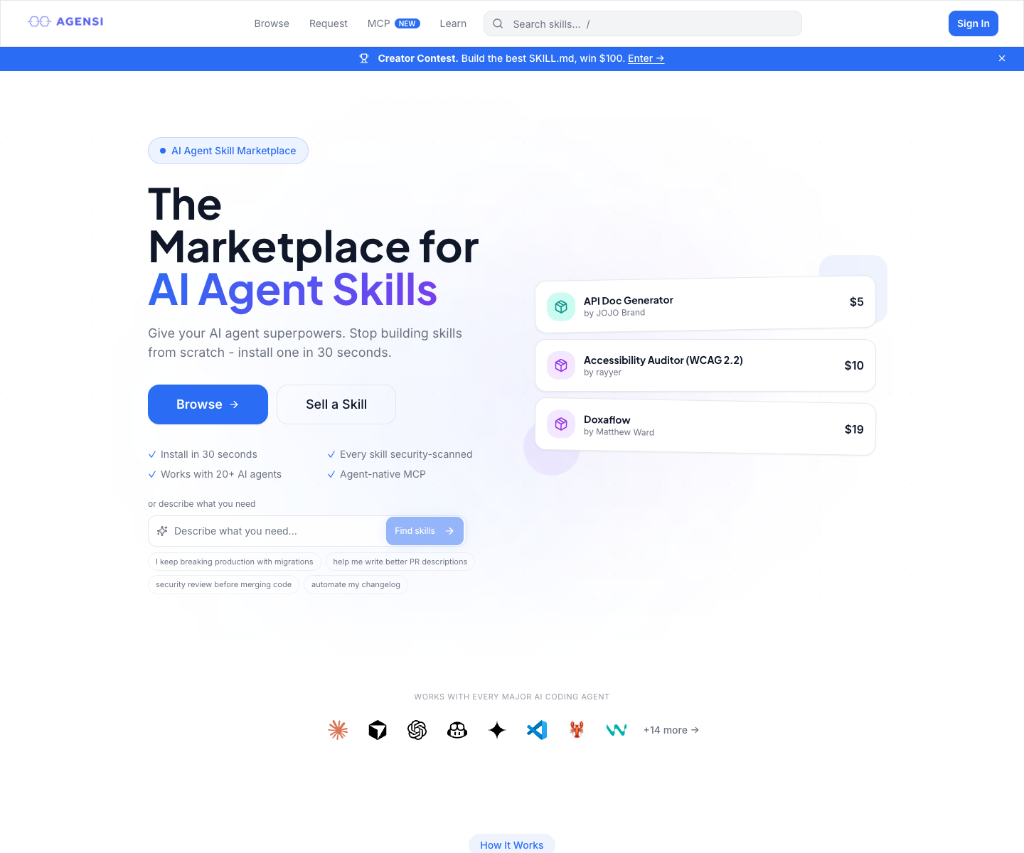 Agensi landing page screenshot