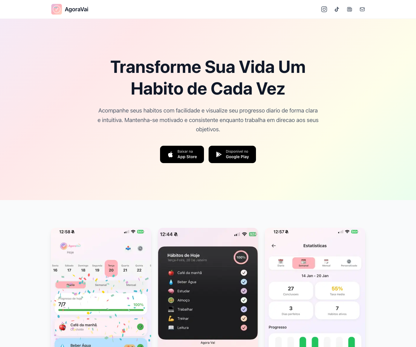 AgoraVai landing page screenshot