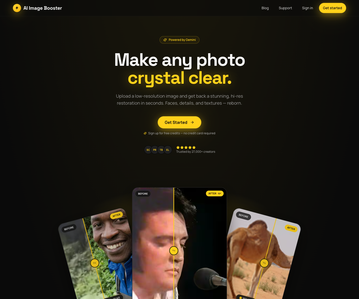 AI Image Boost landing page screenshot