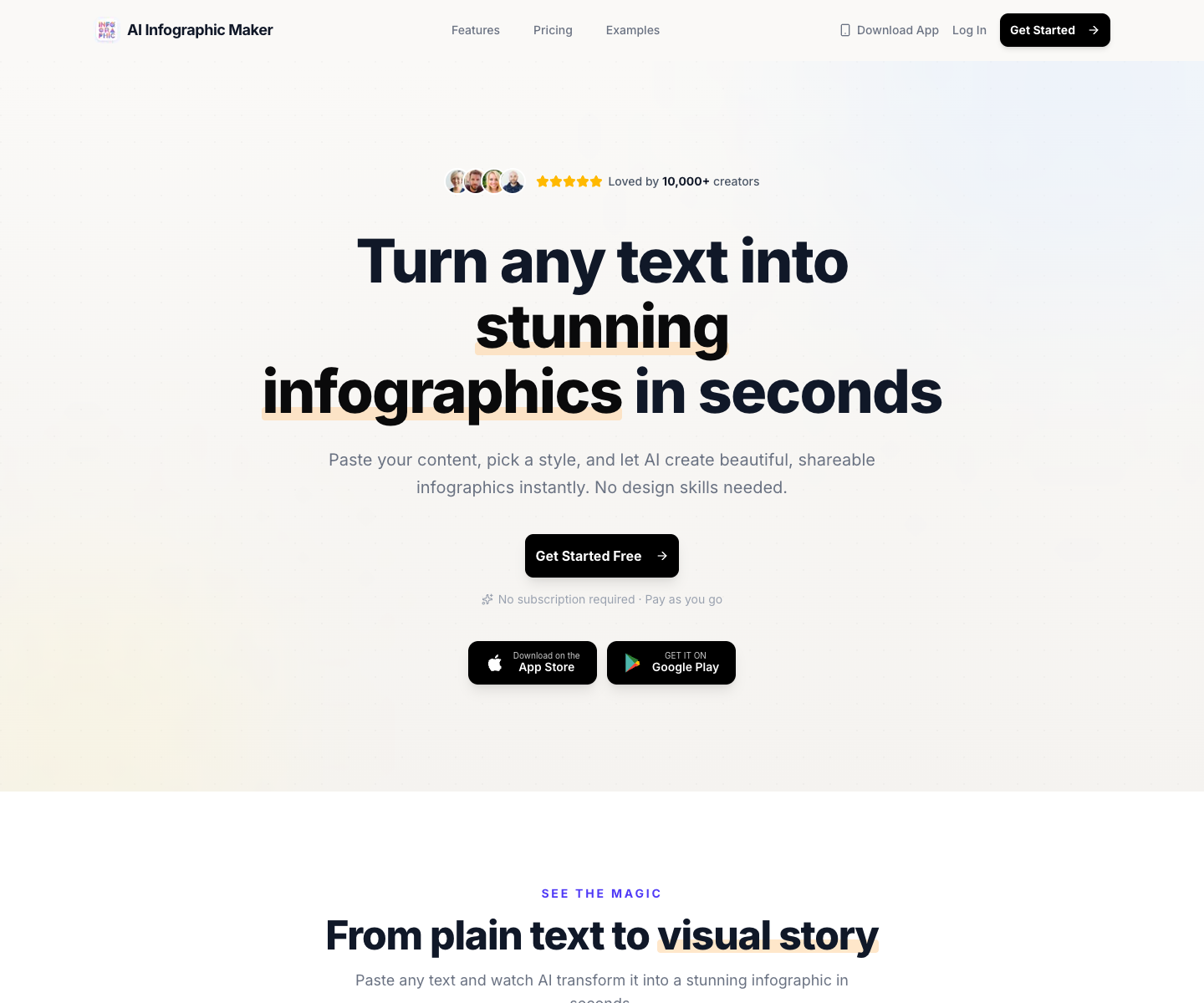 AI Infographic Maker landing page screenshot