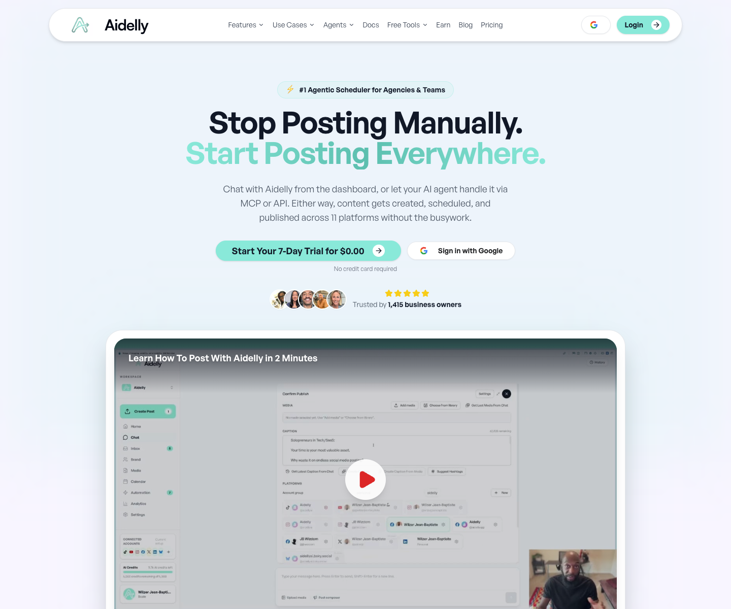 Aidelly landing page screenshot