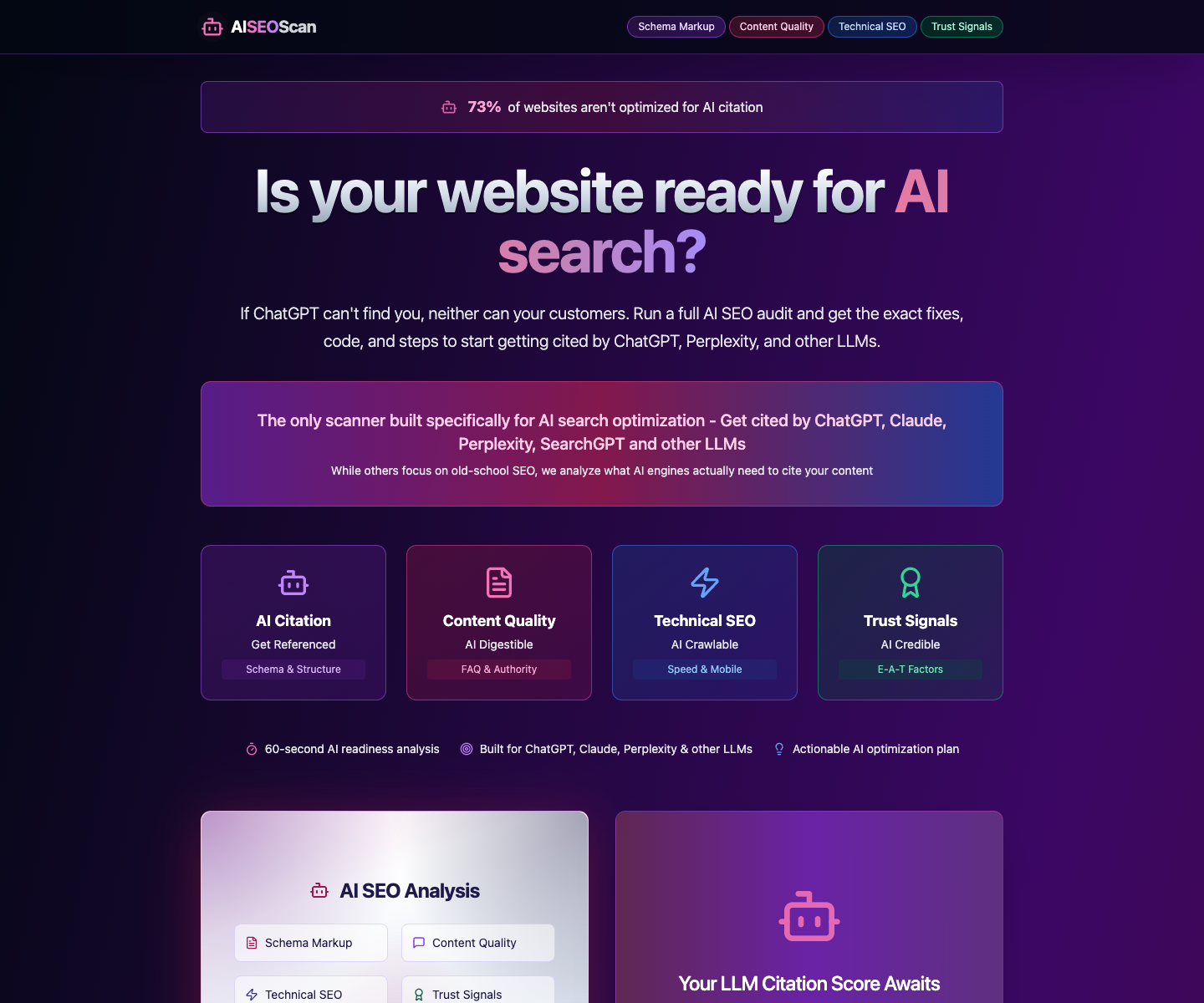 AISEOScan landing page screenshot