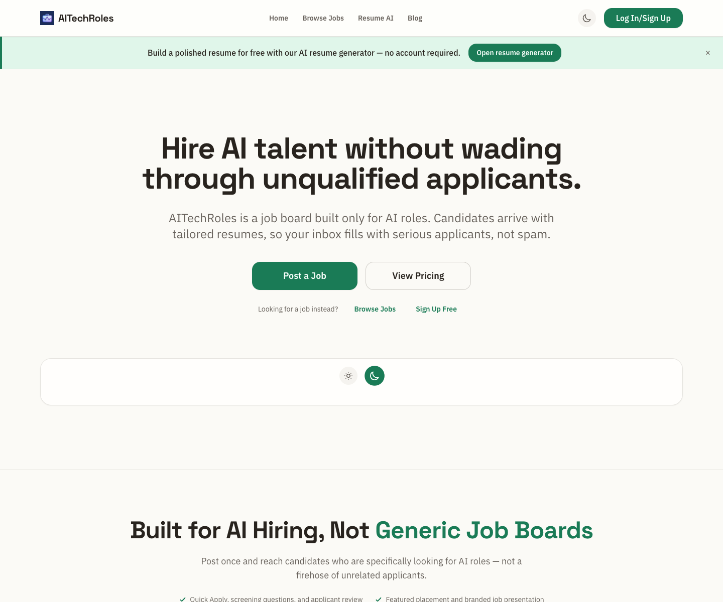 AITechRoles landing page screenshot
