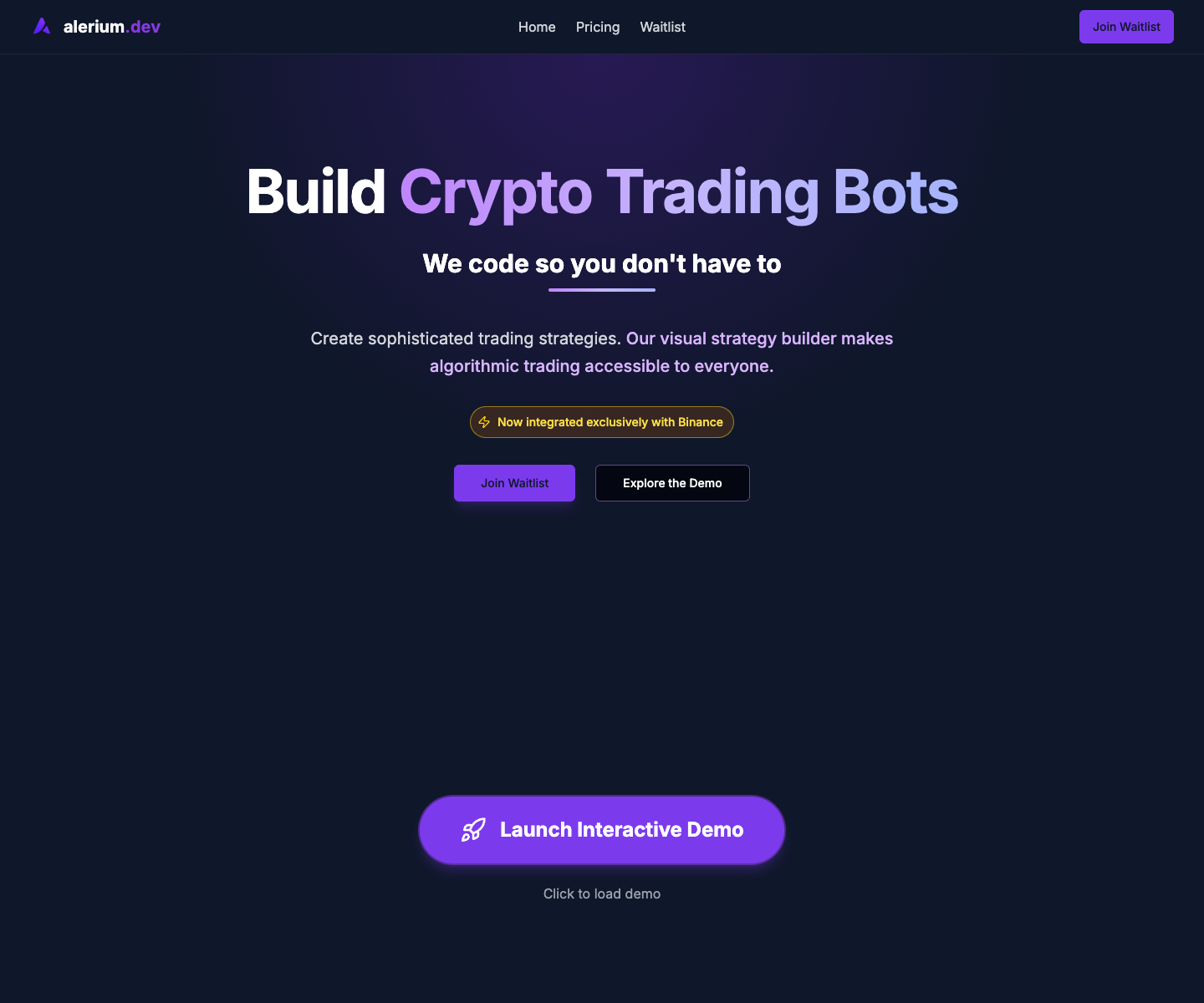 Alerium Technology landing page screenshot