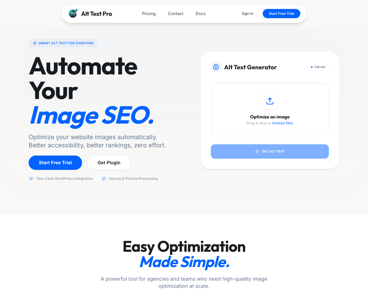 Alt Text Pro landing page screenshot