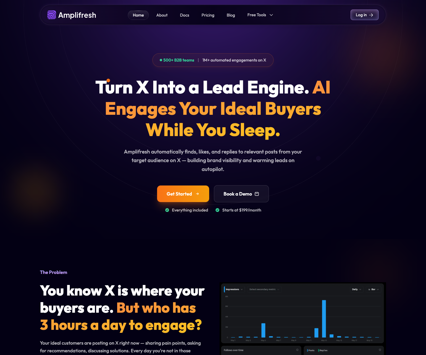Amplifresh landing page screenshot
