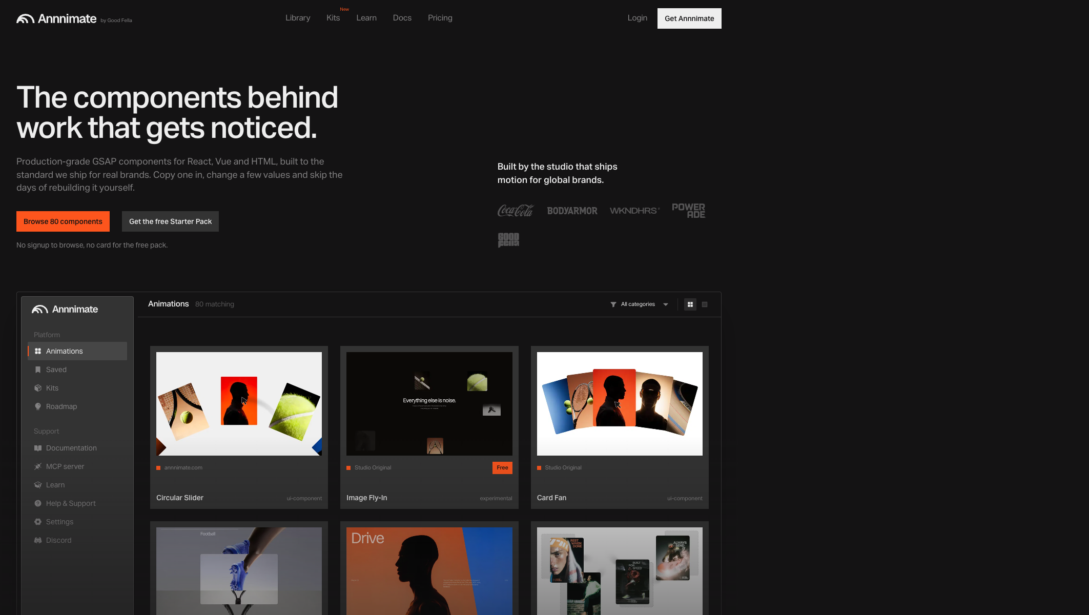 Annnimate landing page screenshot