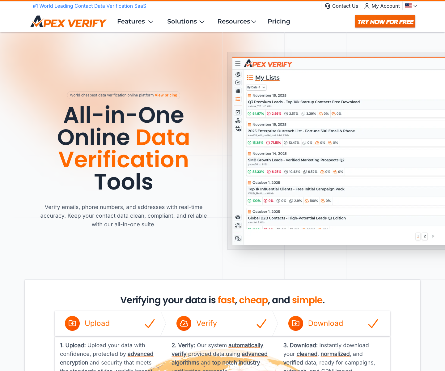 APEXVERIFY landing page screenshot