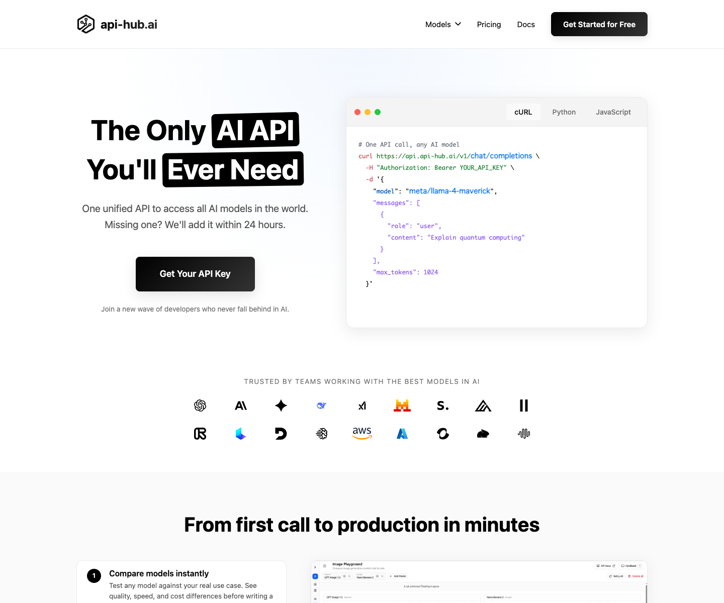 api-hub.ai landing page screenshot