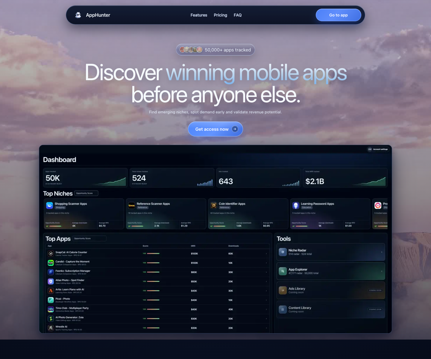 apphunter.ai landing page screenshot