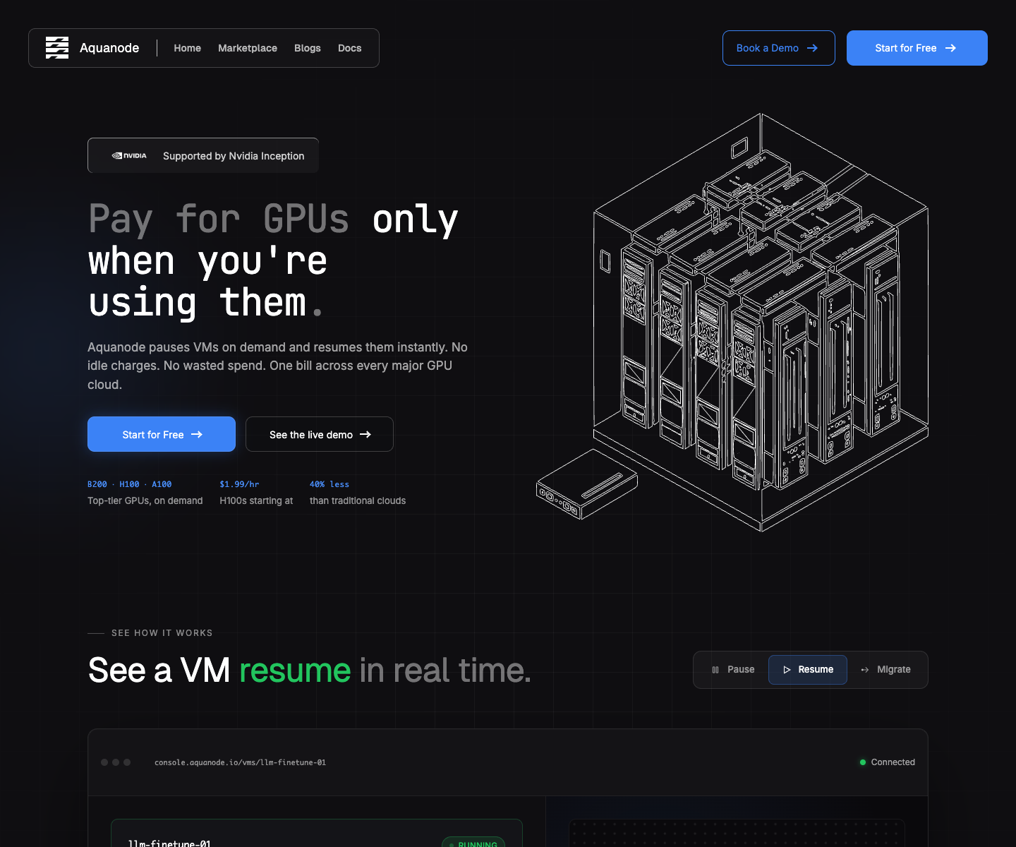 Aquanode landing page screenshot