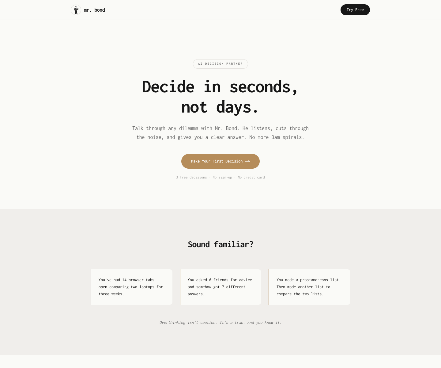 askmrbond landing page screenshot
