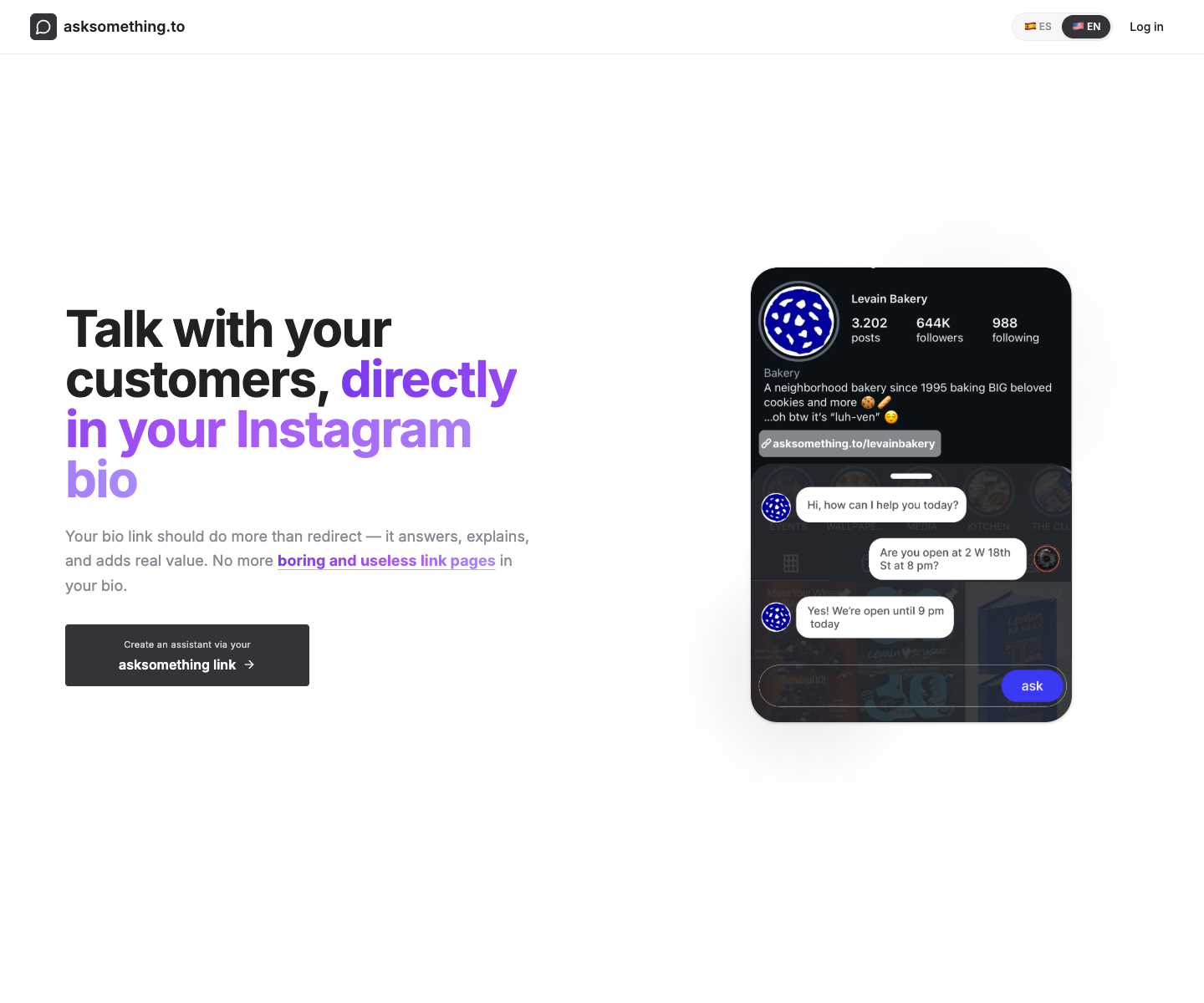 asksomething landing page screenshot