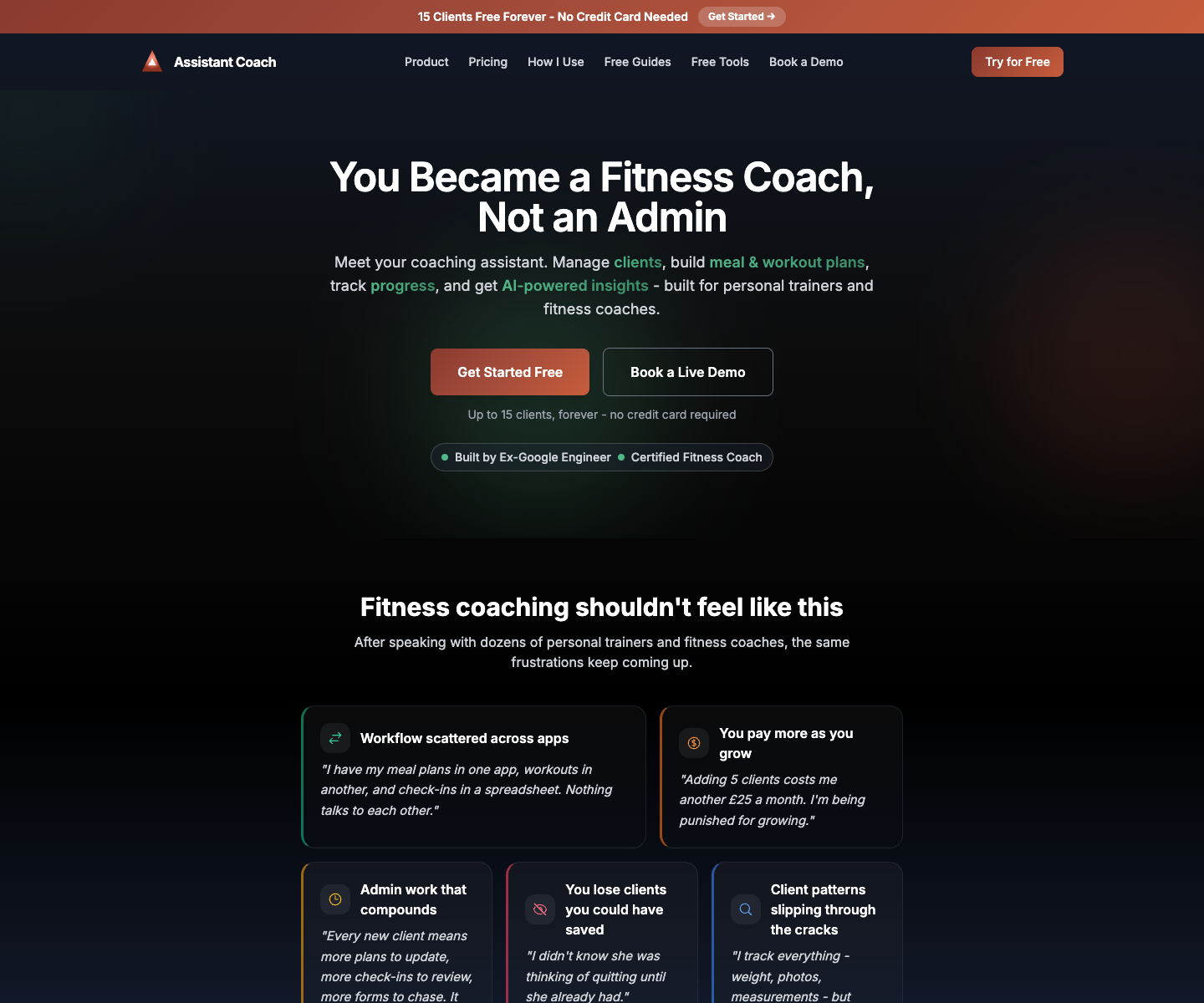 AssistantCoach landing page screenshot