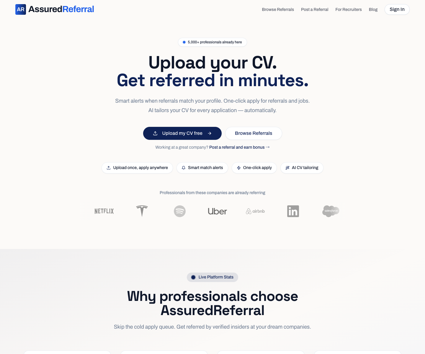 AssuredReferral landing page screenshot