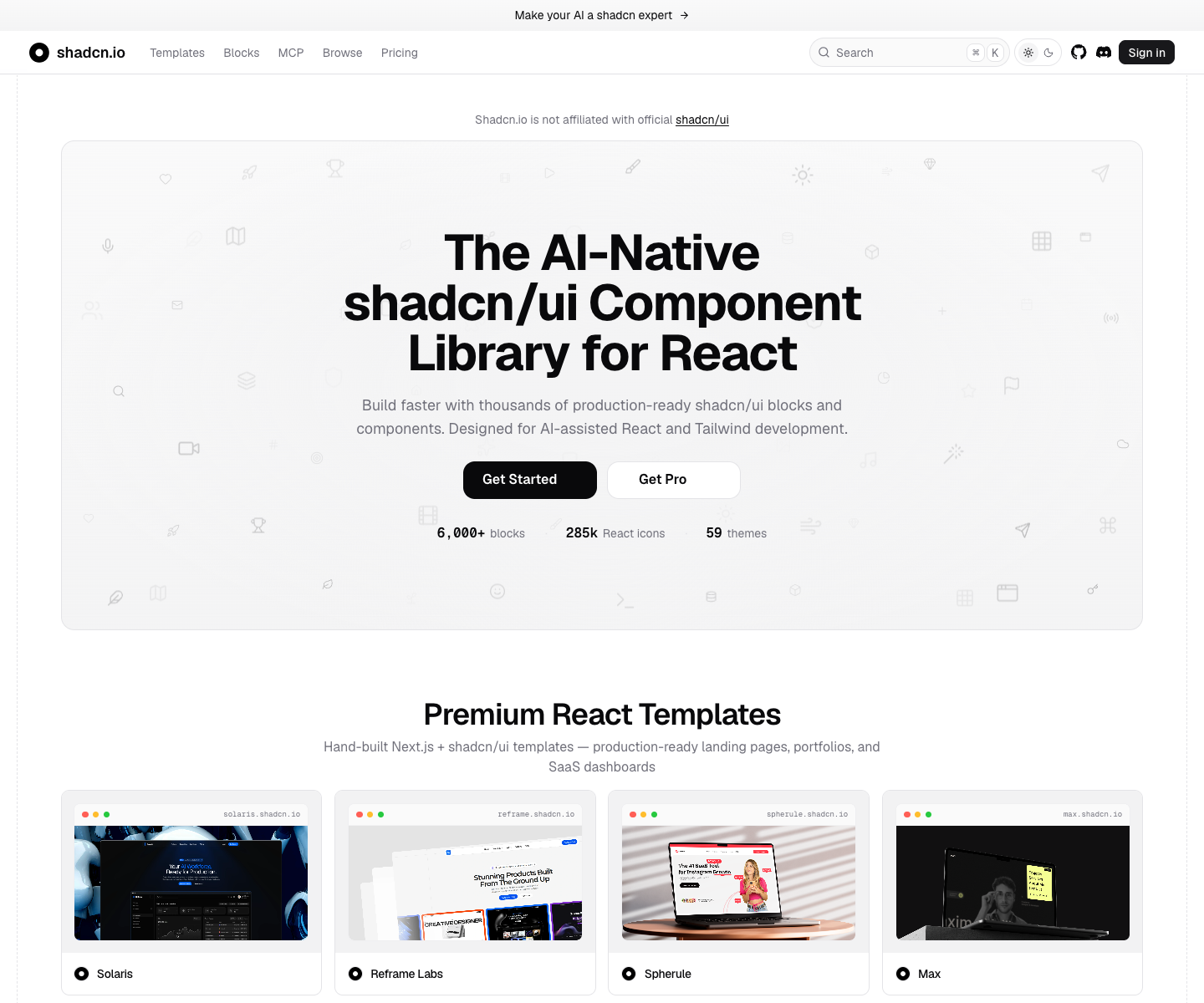 Astrae Design landing page screenshot