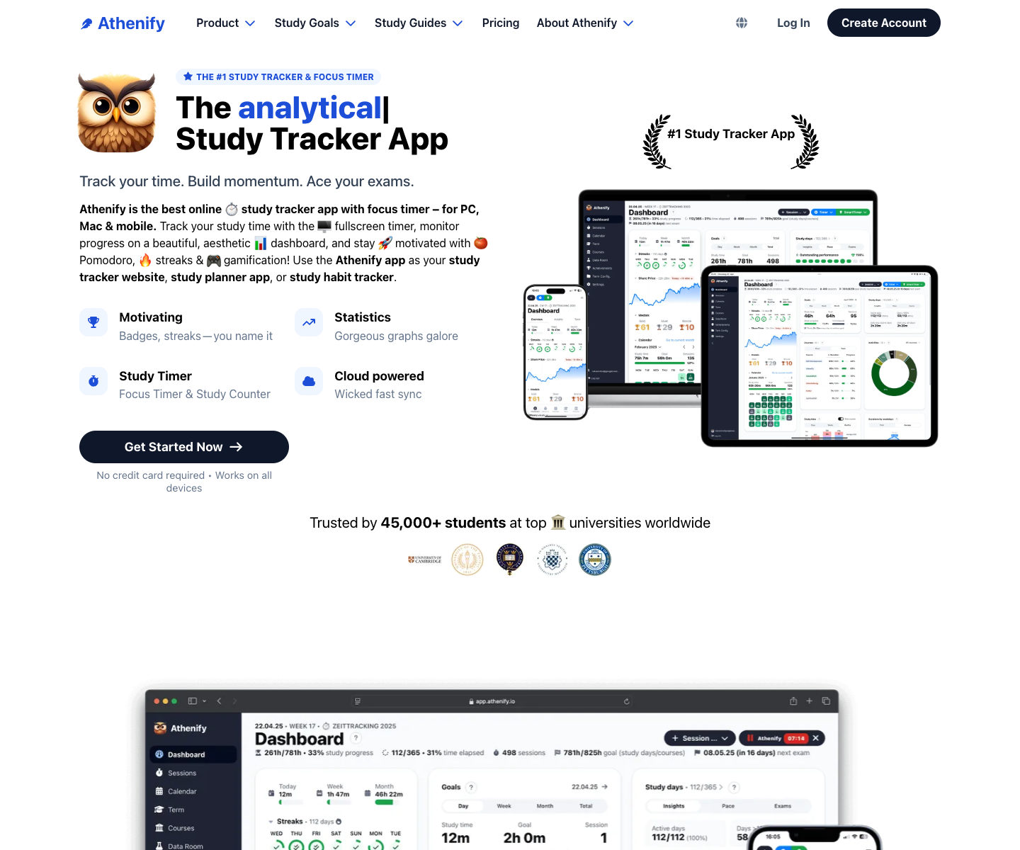 Athenify landing page screenshot