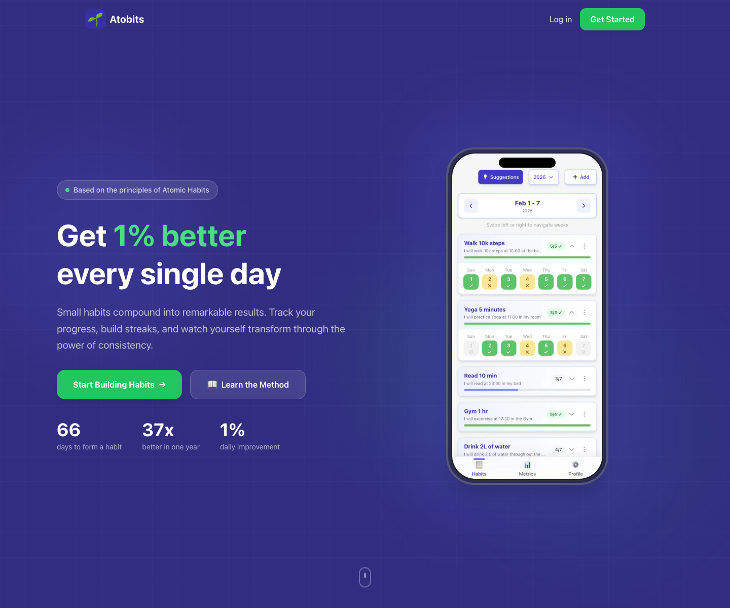 Atobits landing page screenshot