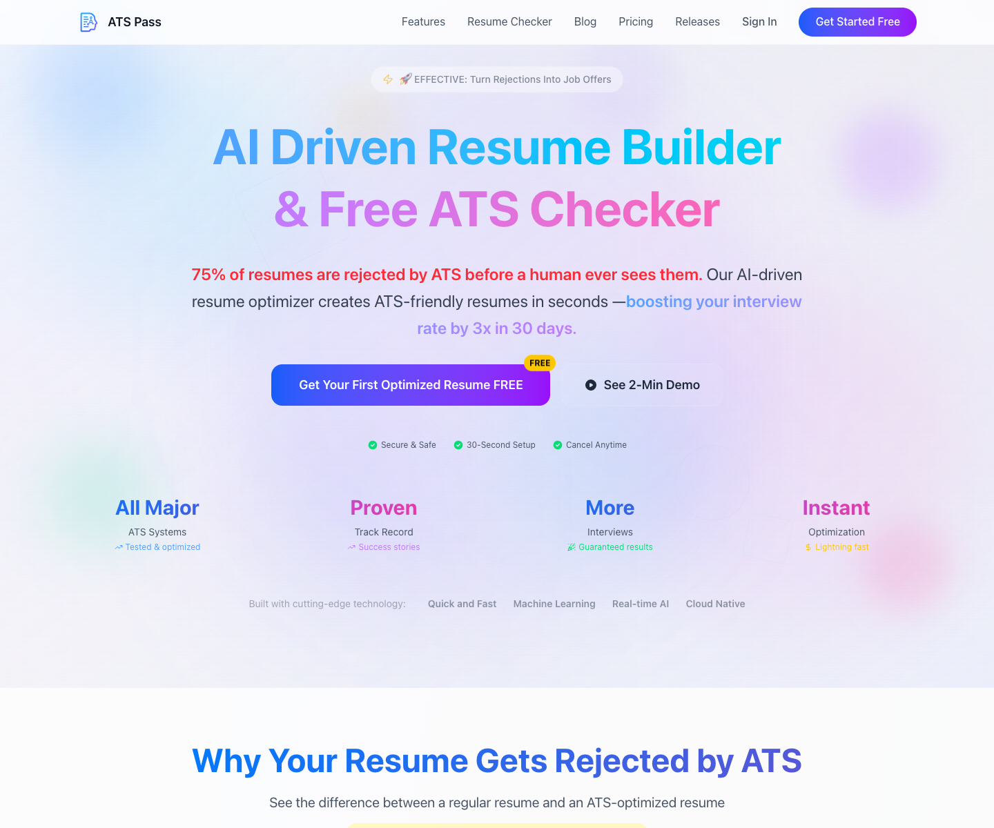 Ats Pass -resume builder landing page screenshot