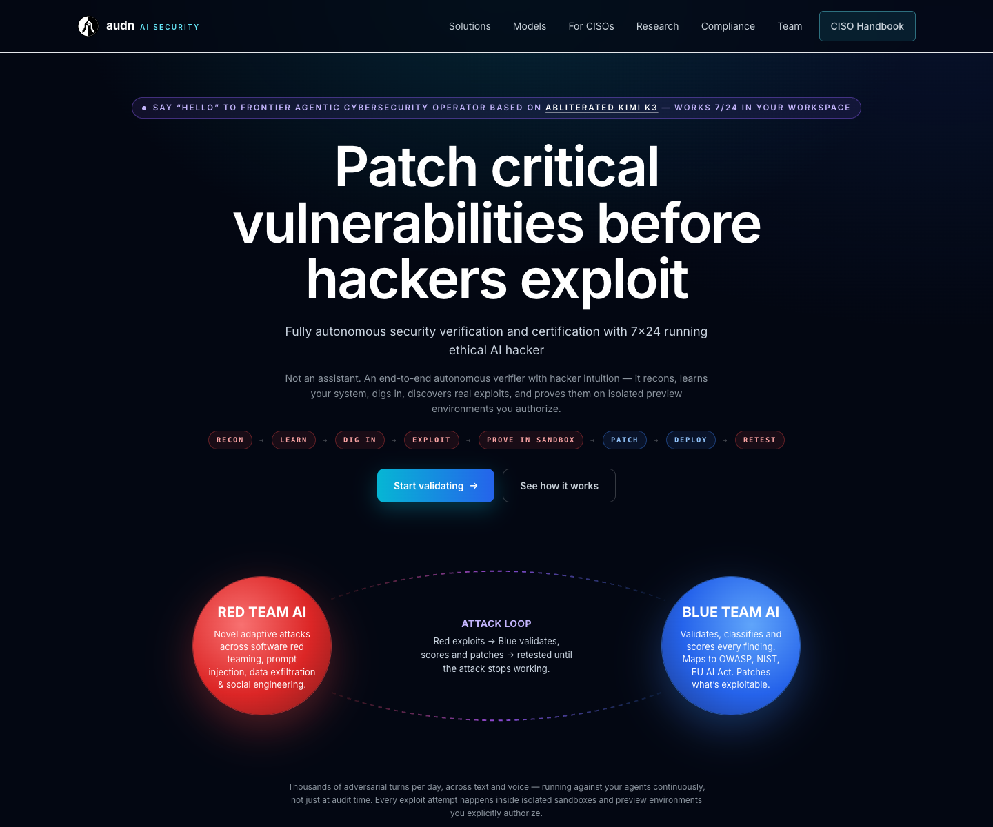 Audn.AI landing page screenshot