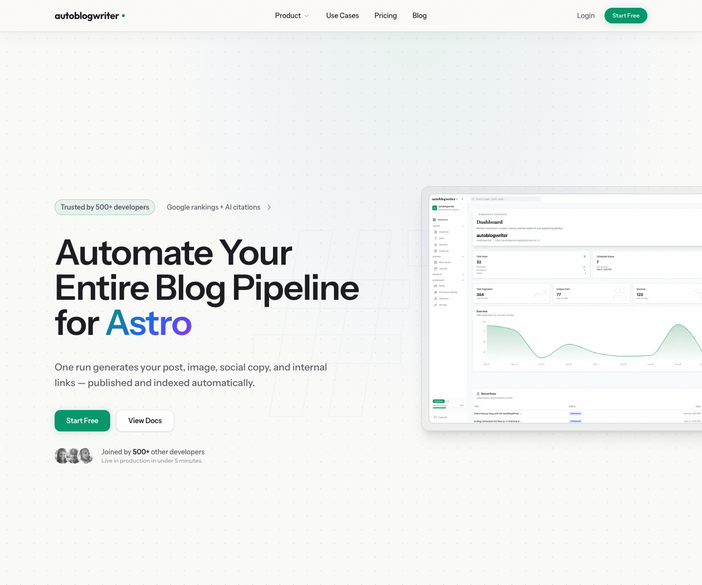 autoblogwriter landing page screenshot