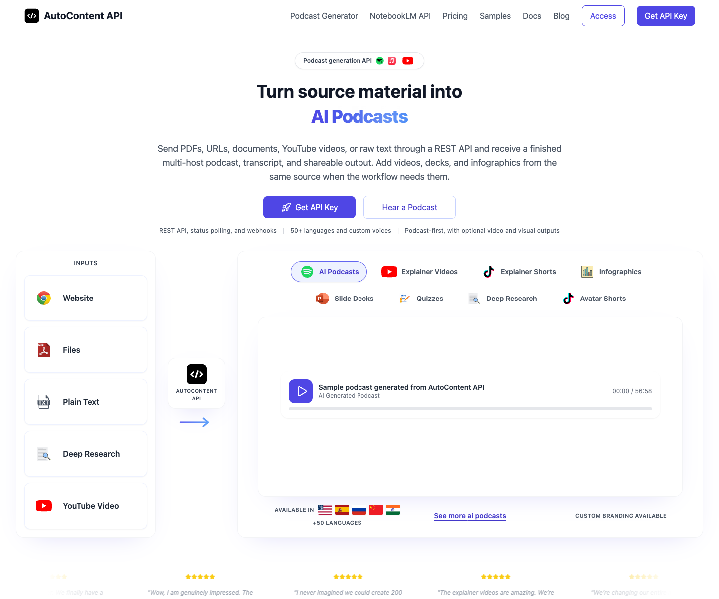 AutoContent API landing page screenshot