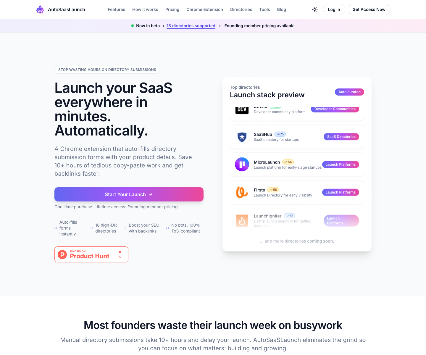 AutoSaaSLaunch landing page screenshot