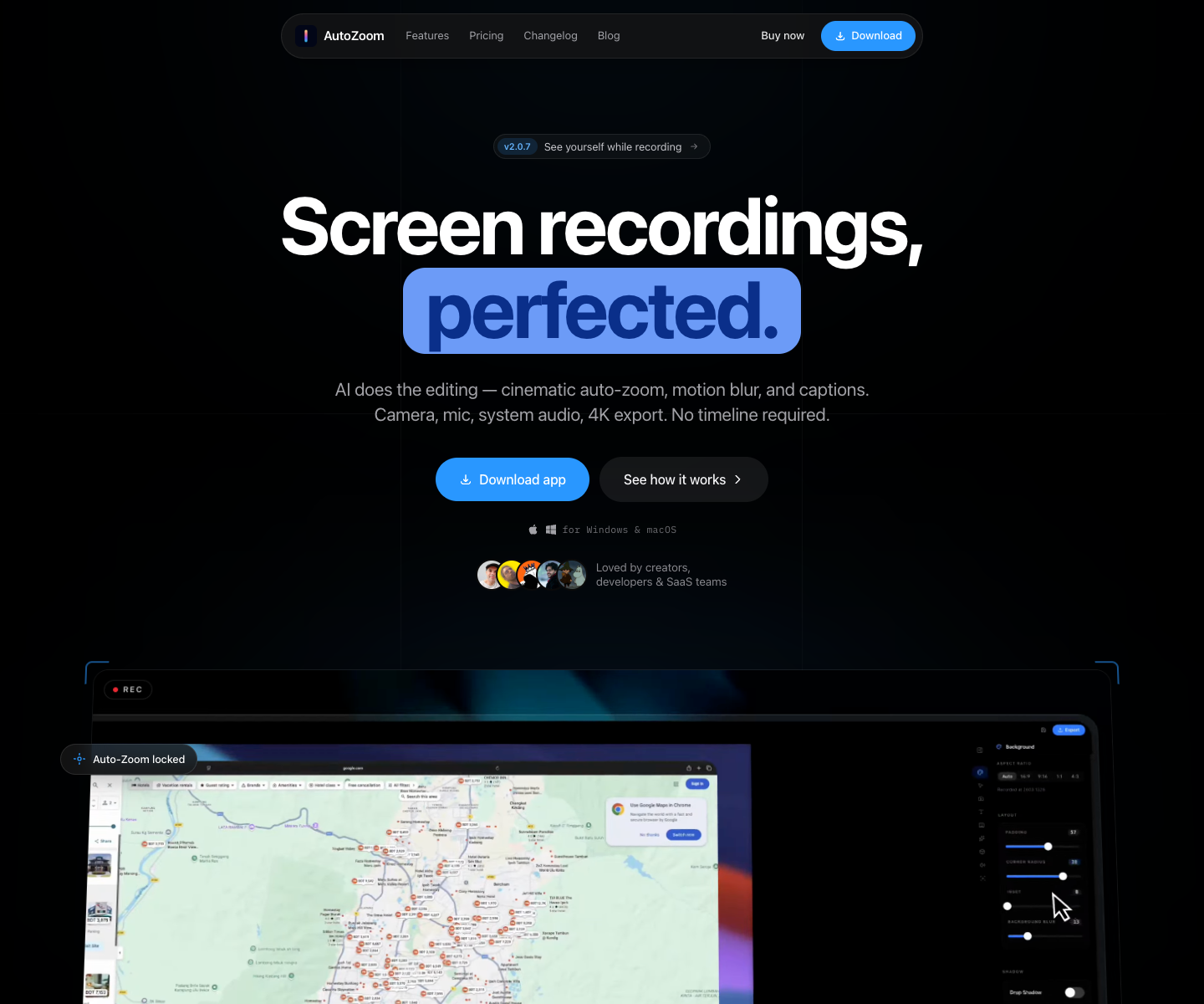 autozoom - Cross platform landing page screenshot