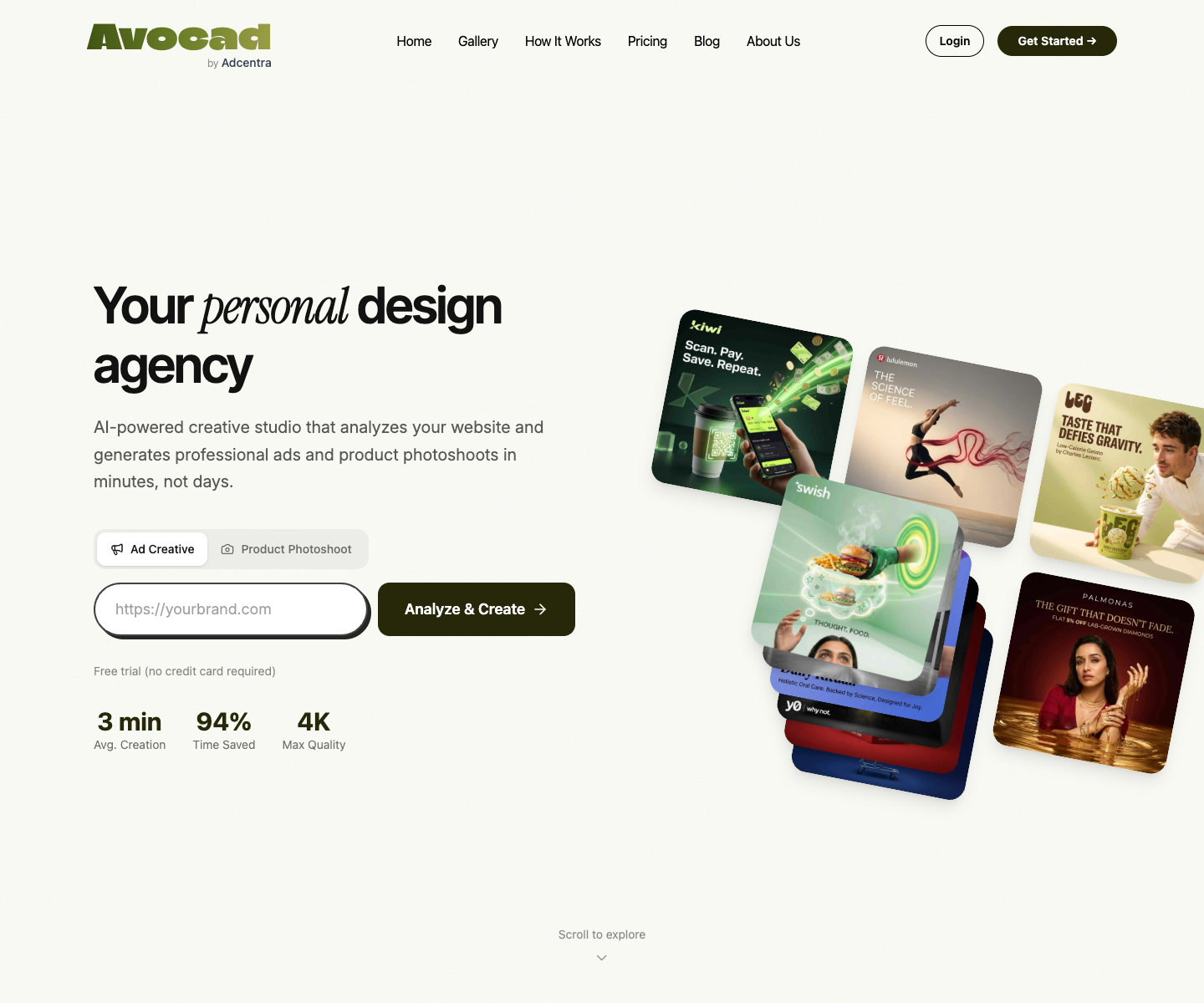 Avocad landing page screenshot