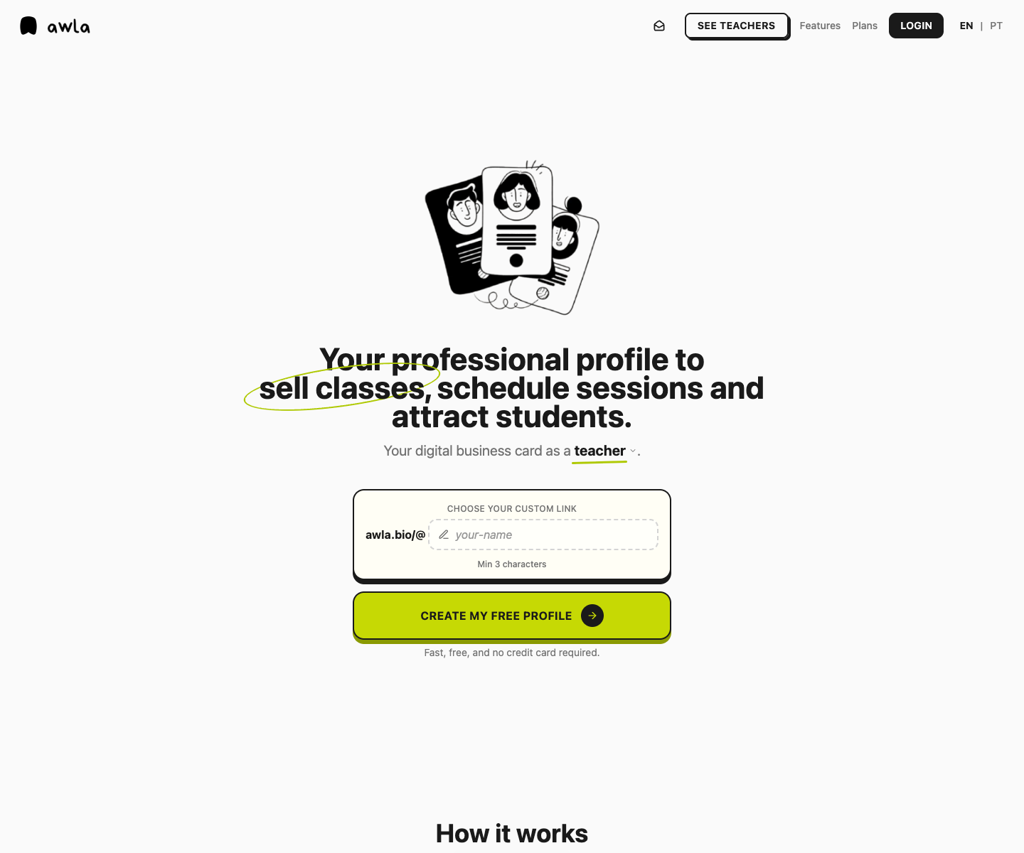 Awla landing page screenshot