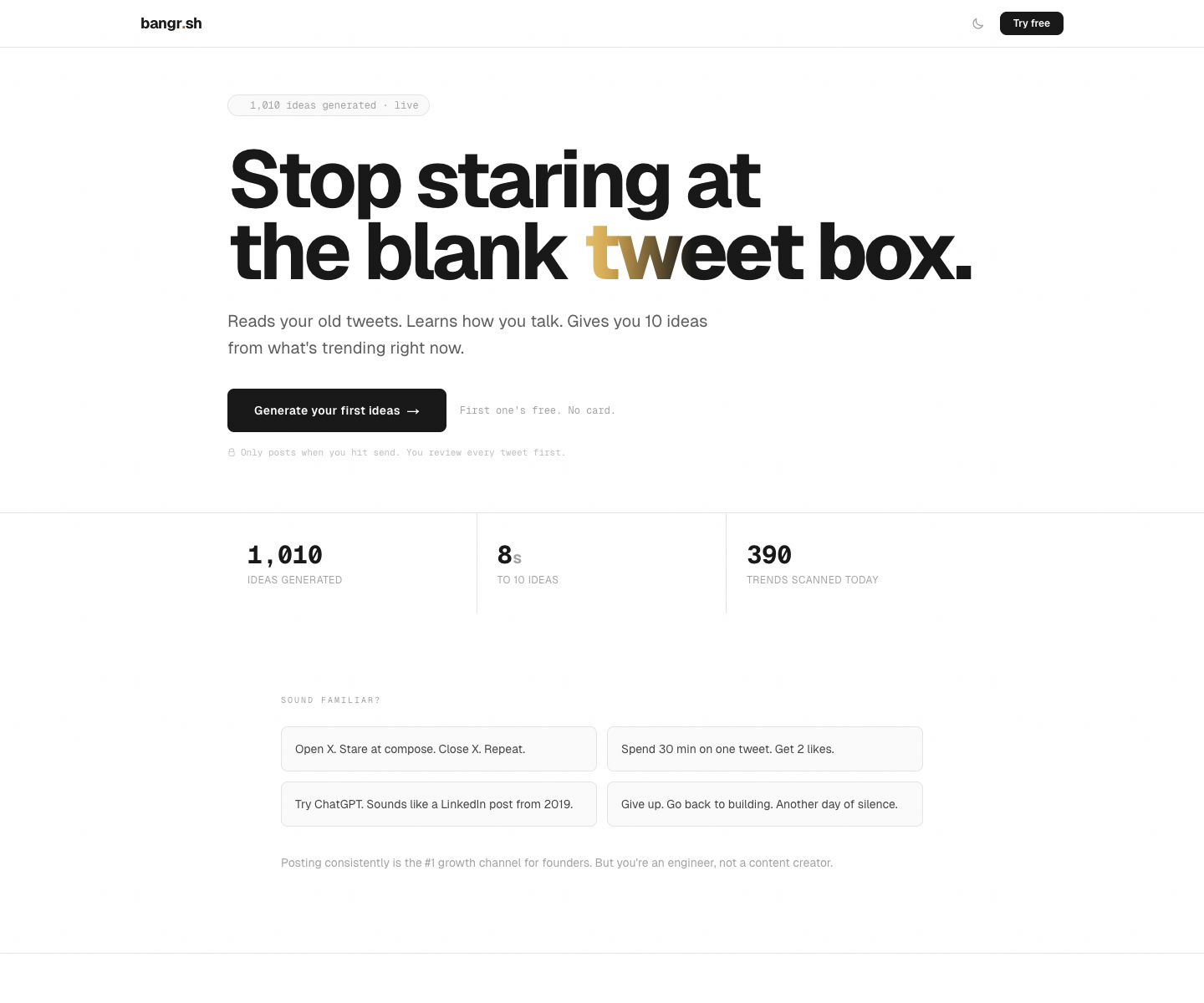 bangr.sh landing page screenshot