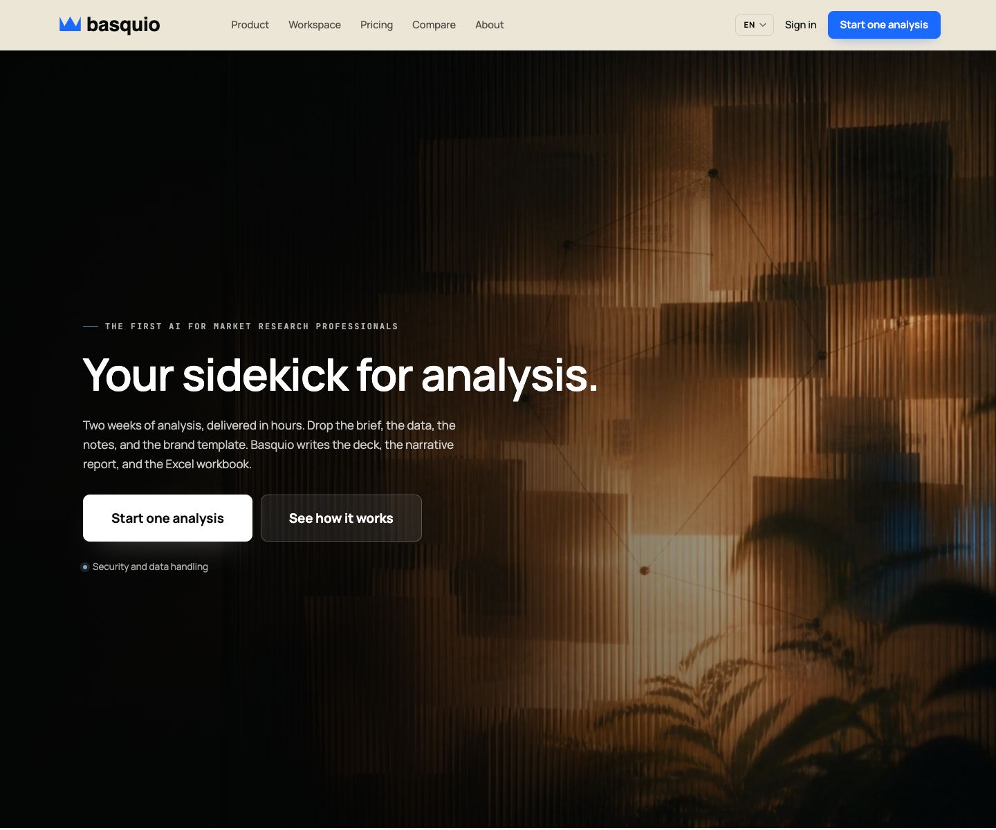 Basquio landing page screenshot