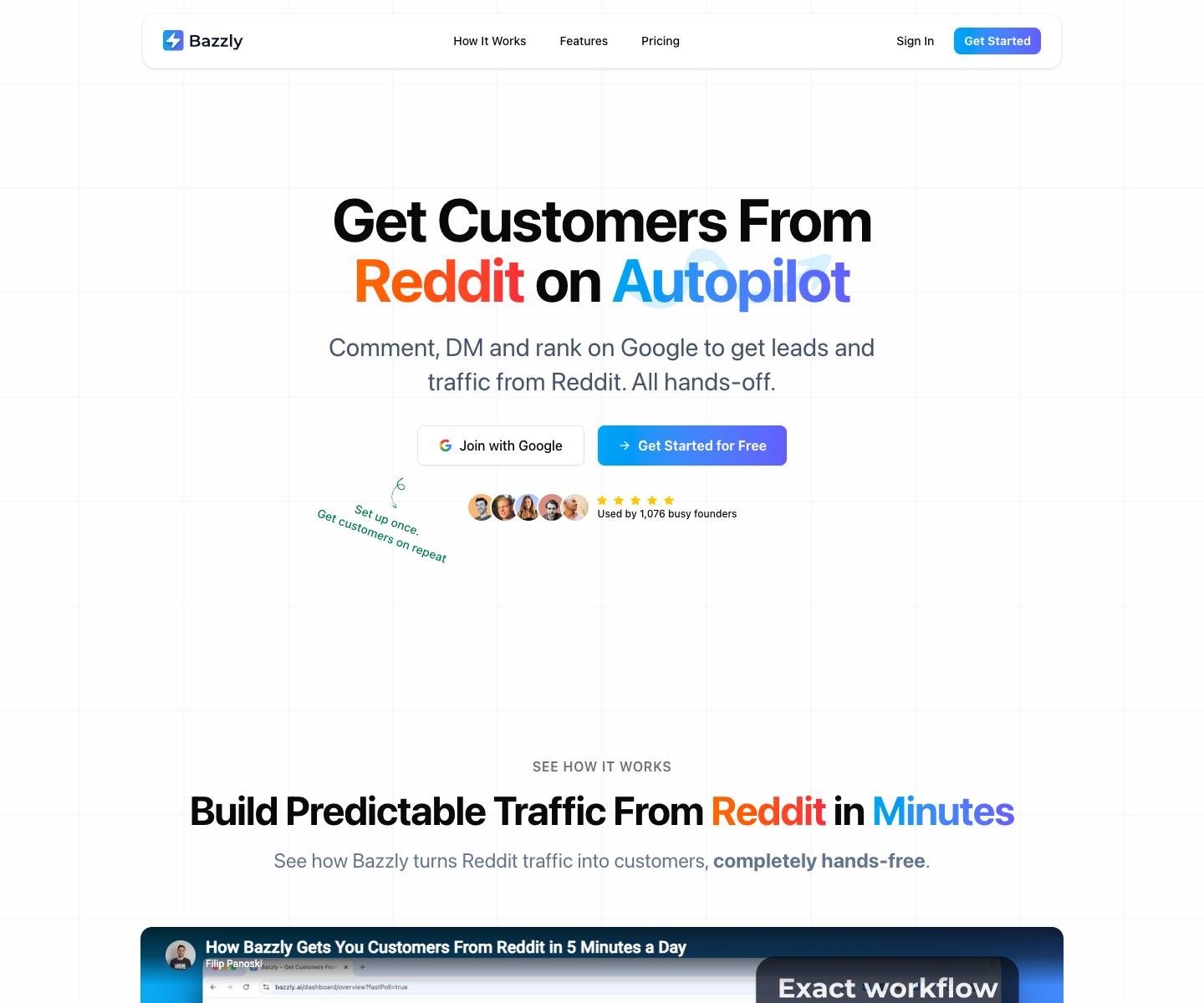 Bazzly landing page screenshot