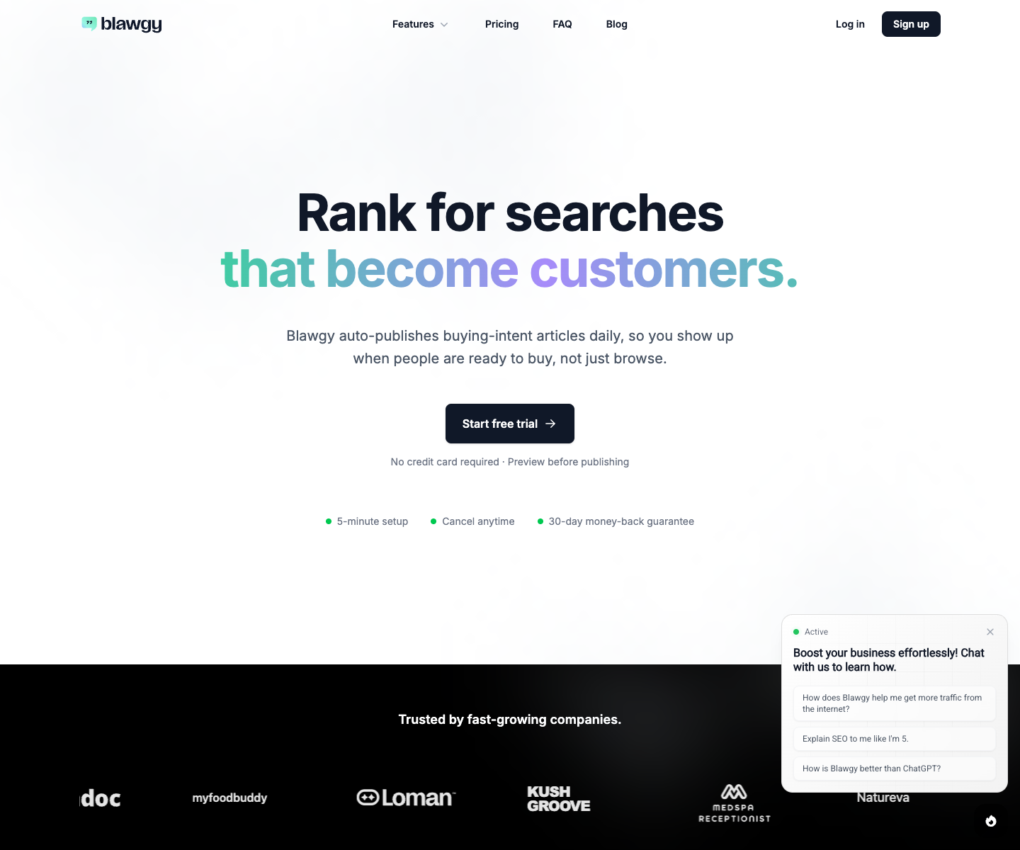 Blawgy.com landing page screenshot