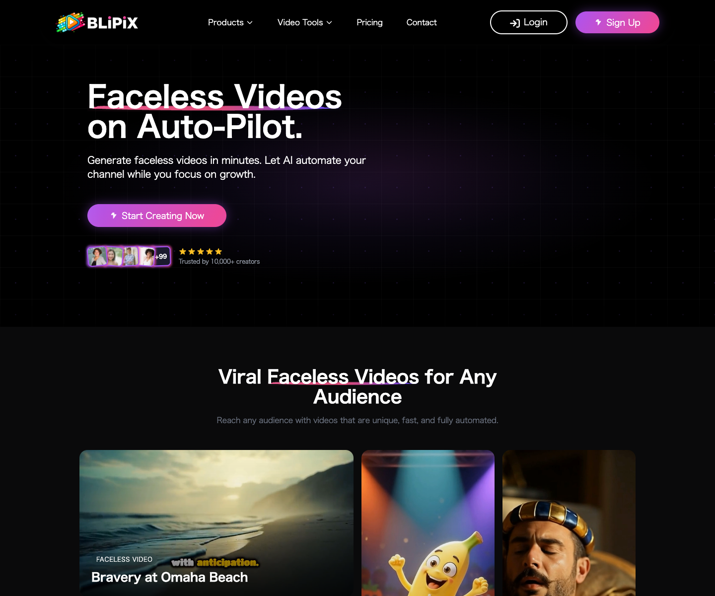 Blipix landing page screenshot