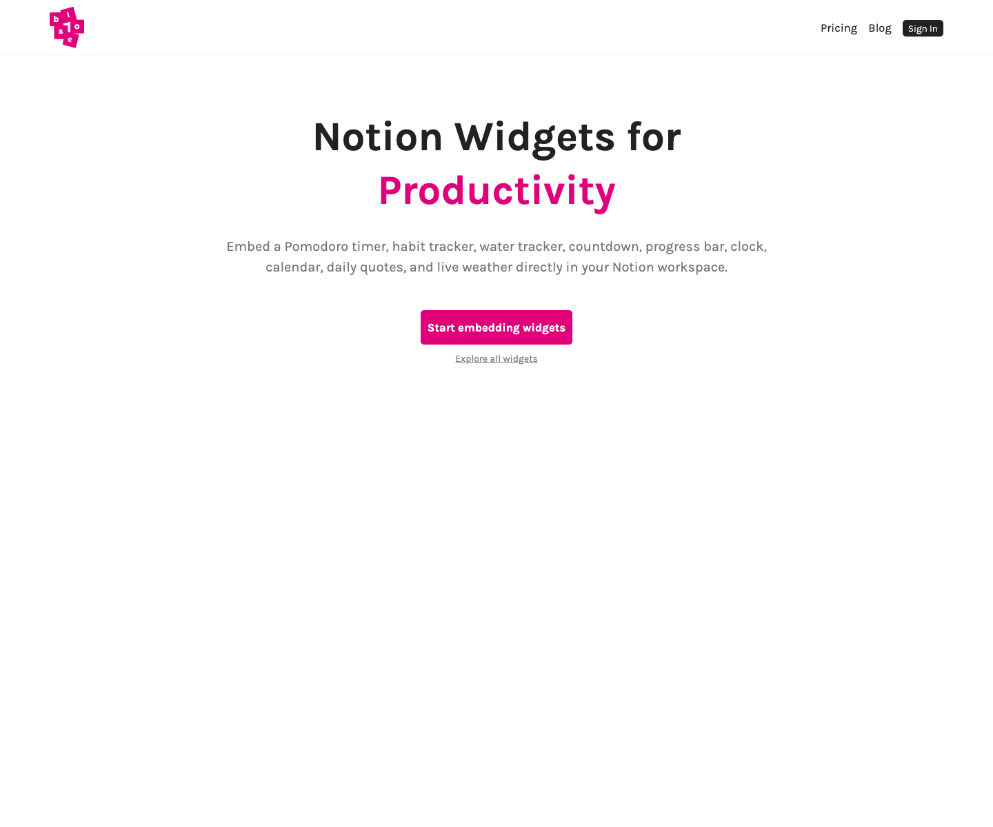 Blocs.me landing page screenshot
