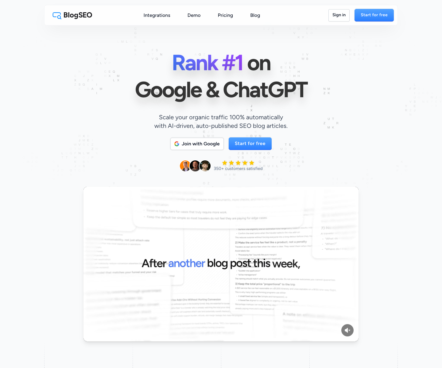 BlogSEO landing page screenshot