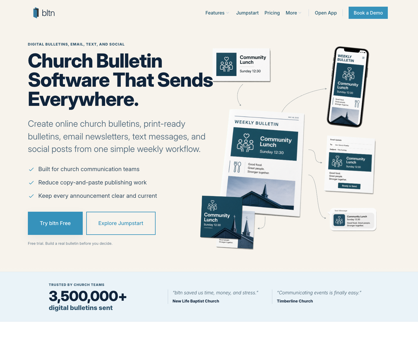 bltn landing page screenshot