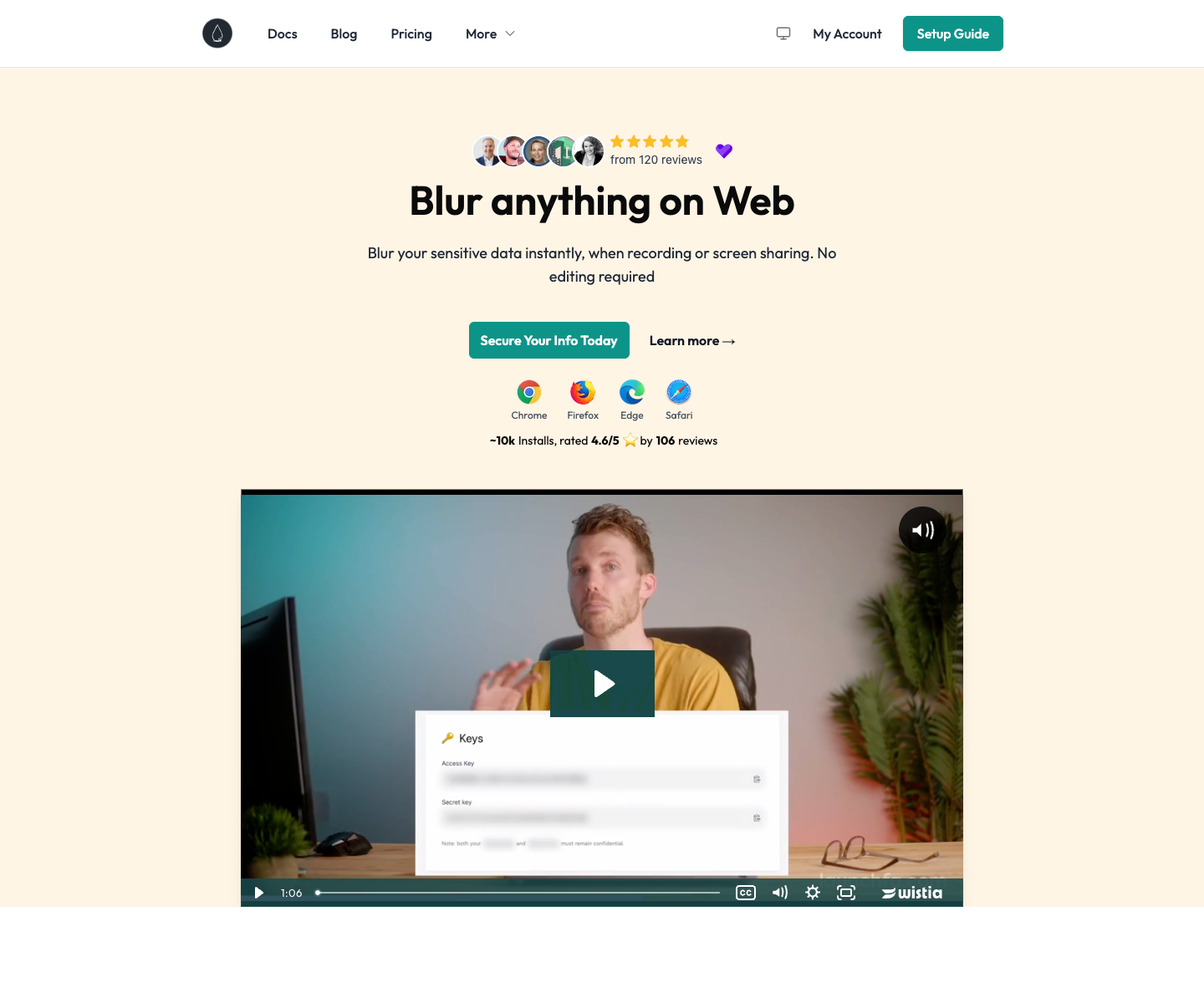 Blurweb.app landing page screenshot