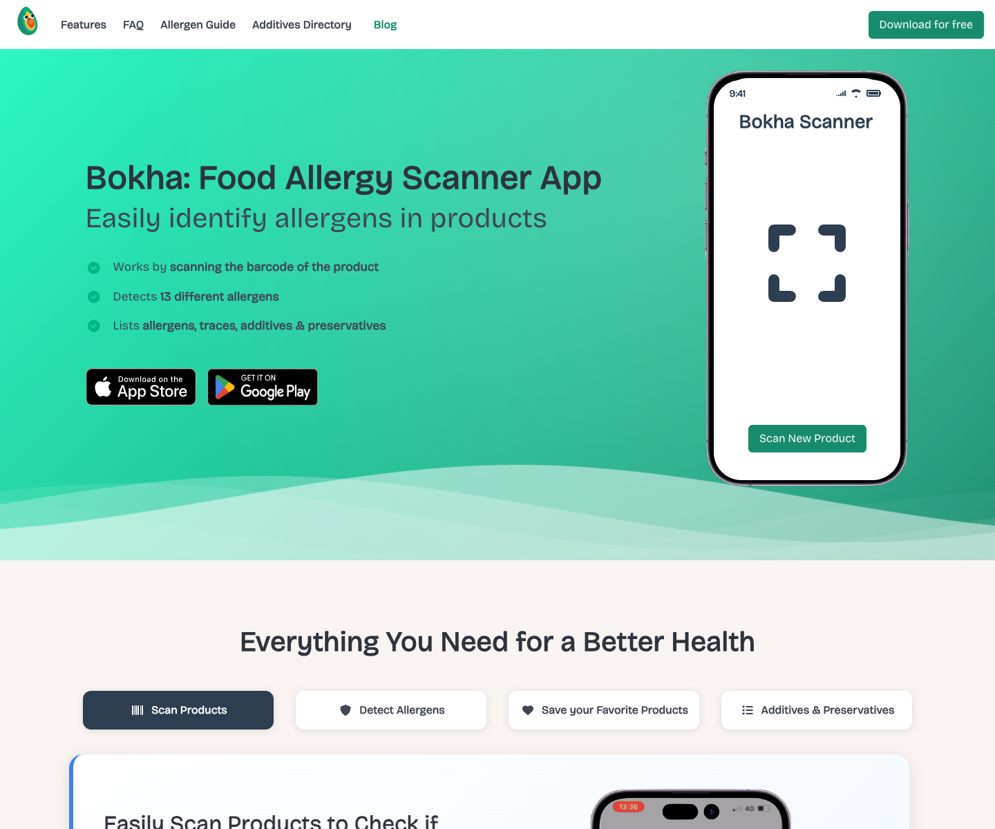 Bokha landing page screenshot
