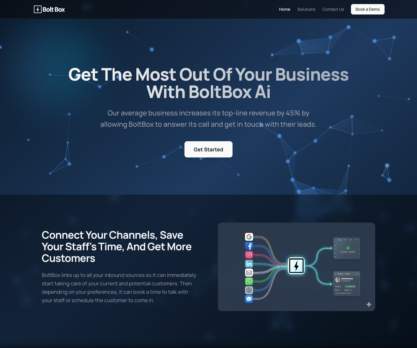 BoltBoxAI landing page screenshot