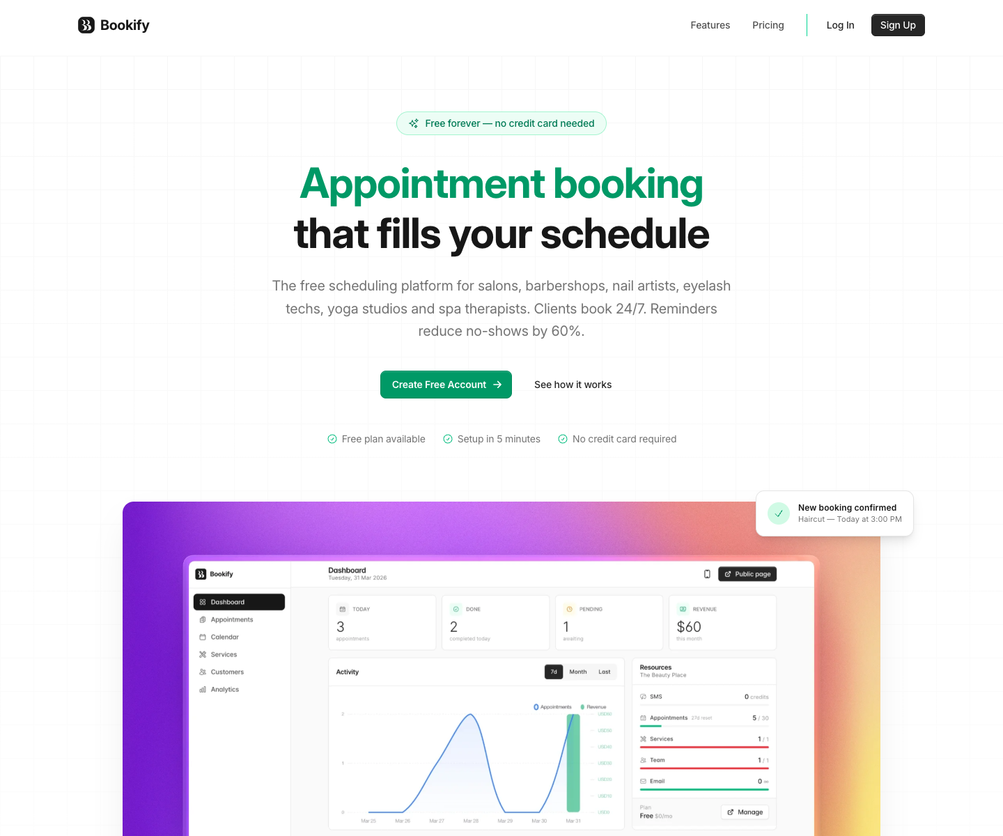 Bookify - Appointment Scheduling System landing page screenshot